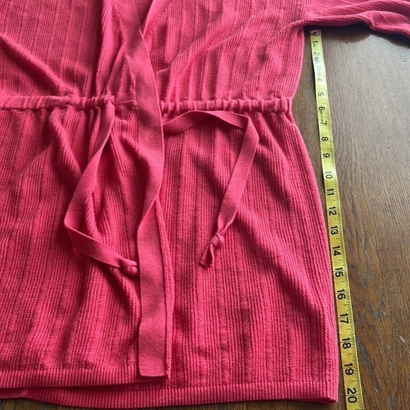 Neiman Marcus open cardigan with tie at waist long sleeves coral color size S - Picture 9 of 13